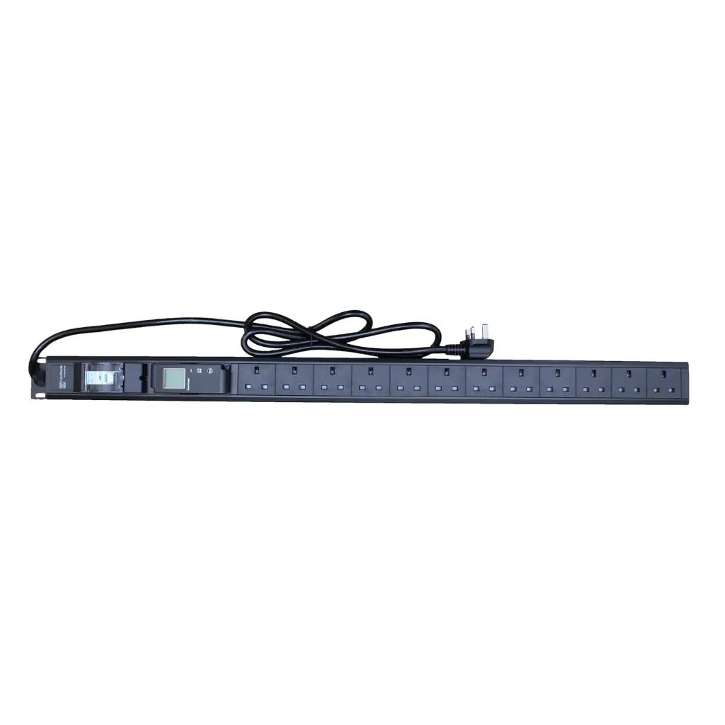 [CP-12x3PIN-16A-VM] CentRacks 12 Gang 13A PDU with 16A DP MCB c/w AMP&VOLT Meter